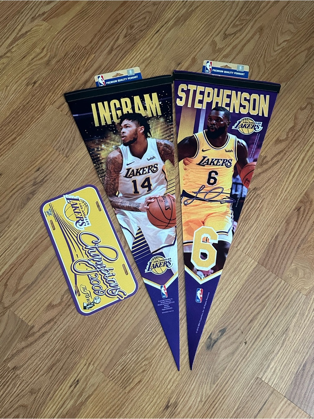 Los Angeles Lakers Stephenson & Ingram Premium Felt Pennants & Plate